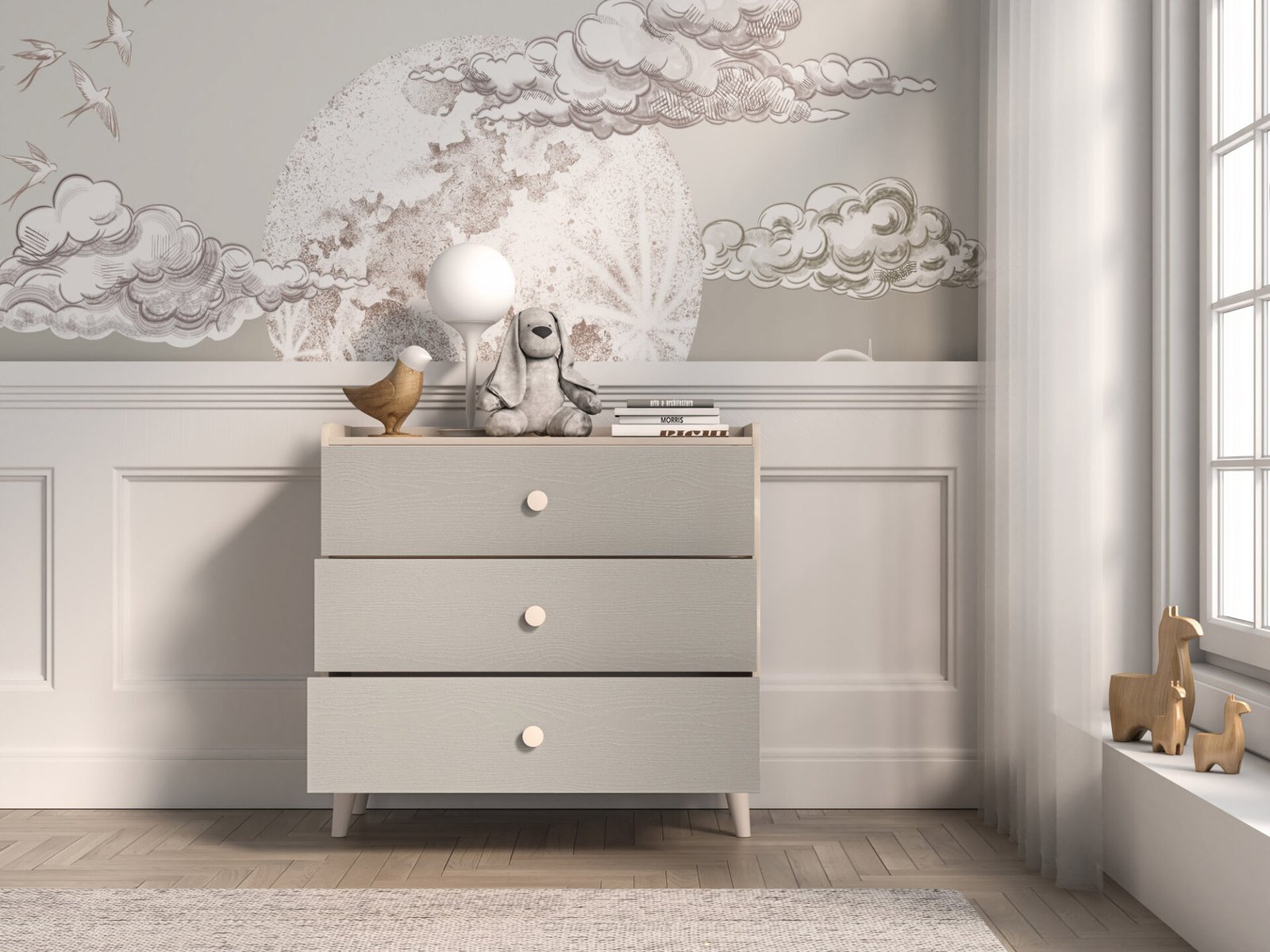 Mevel 06 Desert Sand/Palladium Grey - 3 Drawer Chest - Image 4