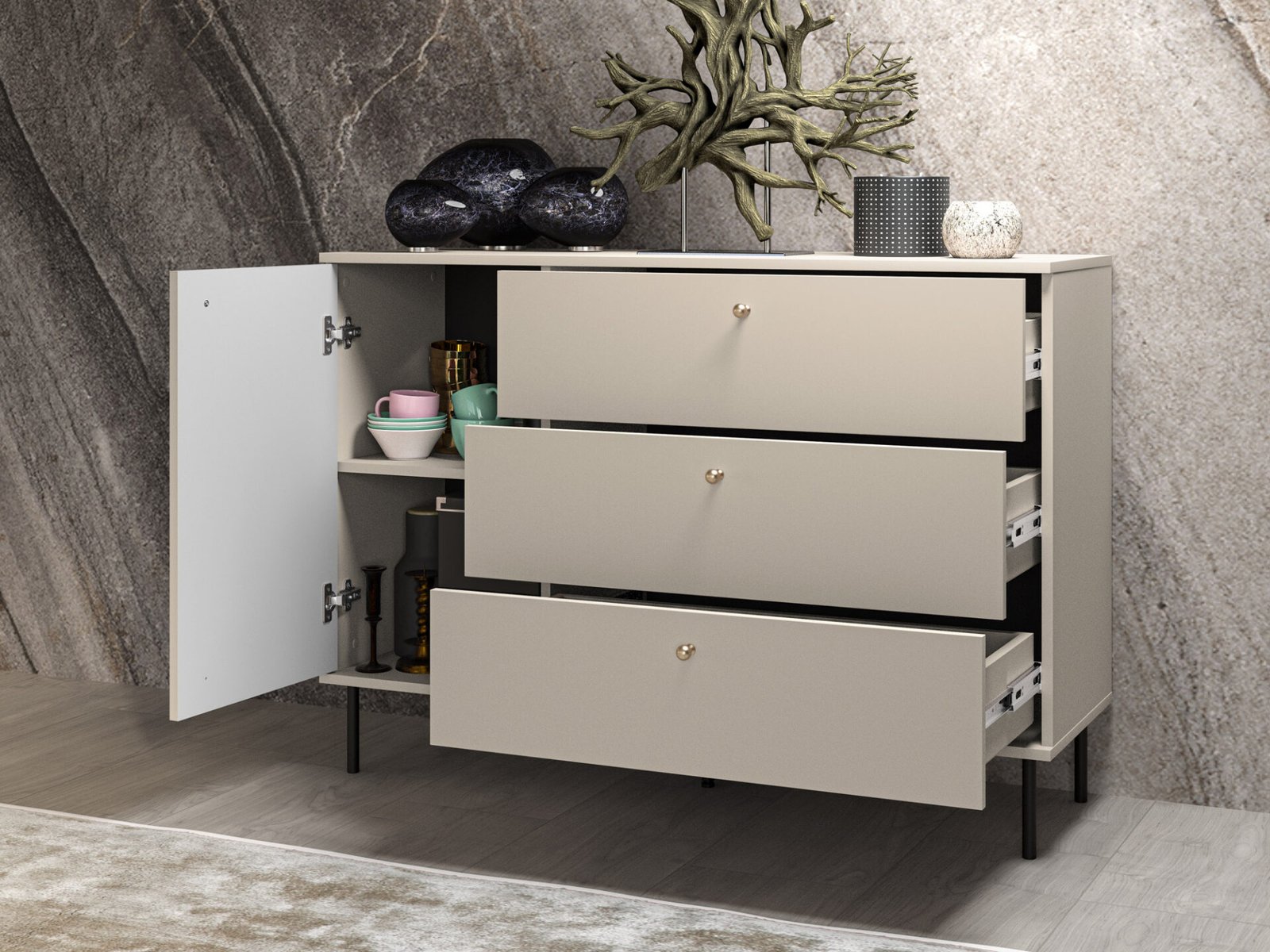 Sophie 05 cashmere chest of drawers 1D3S - Image 5