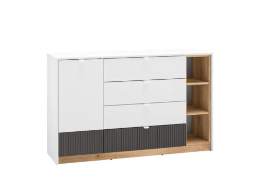 Torino 06 Alpine white/Castello honey/matte graphite – Chest of drawers