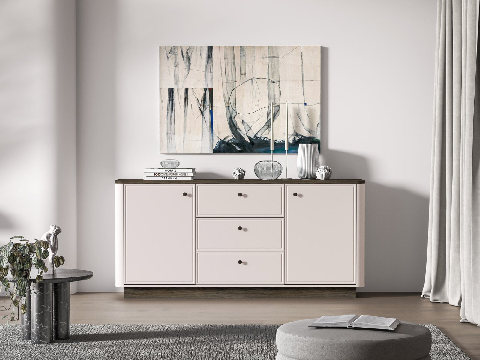 Vilavio 03 dark windmill oak / cashmere color - 2D3S chest of drawers - Image 3