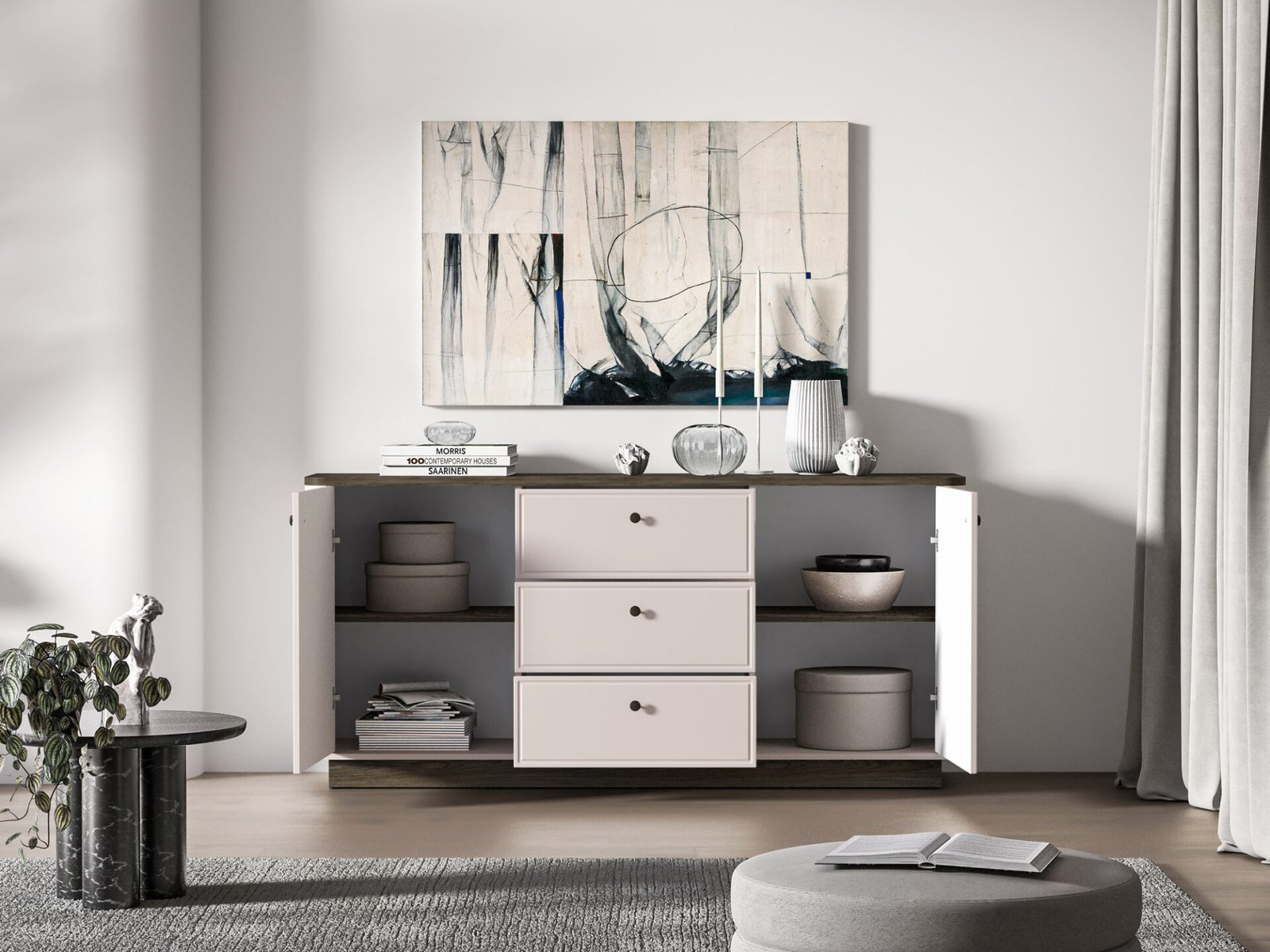 Vilavio 03 dark windmill oak / cashmere color - 2D3S chest of drawers - Image 4