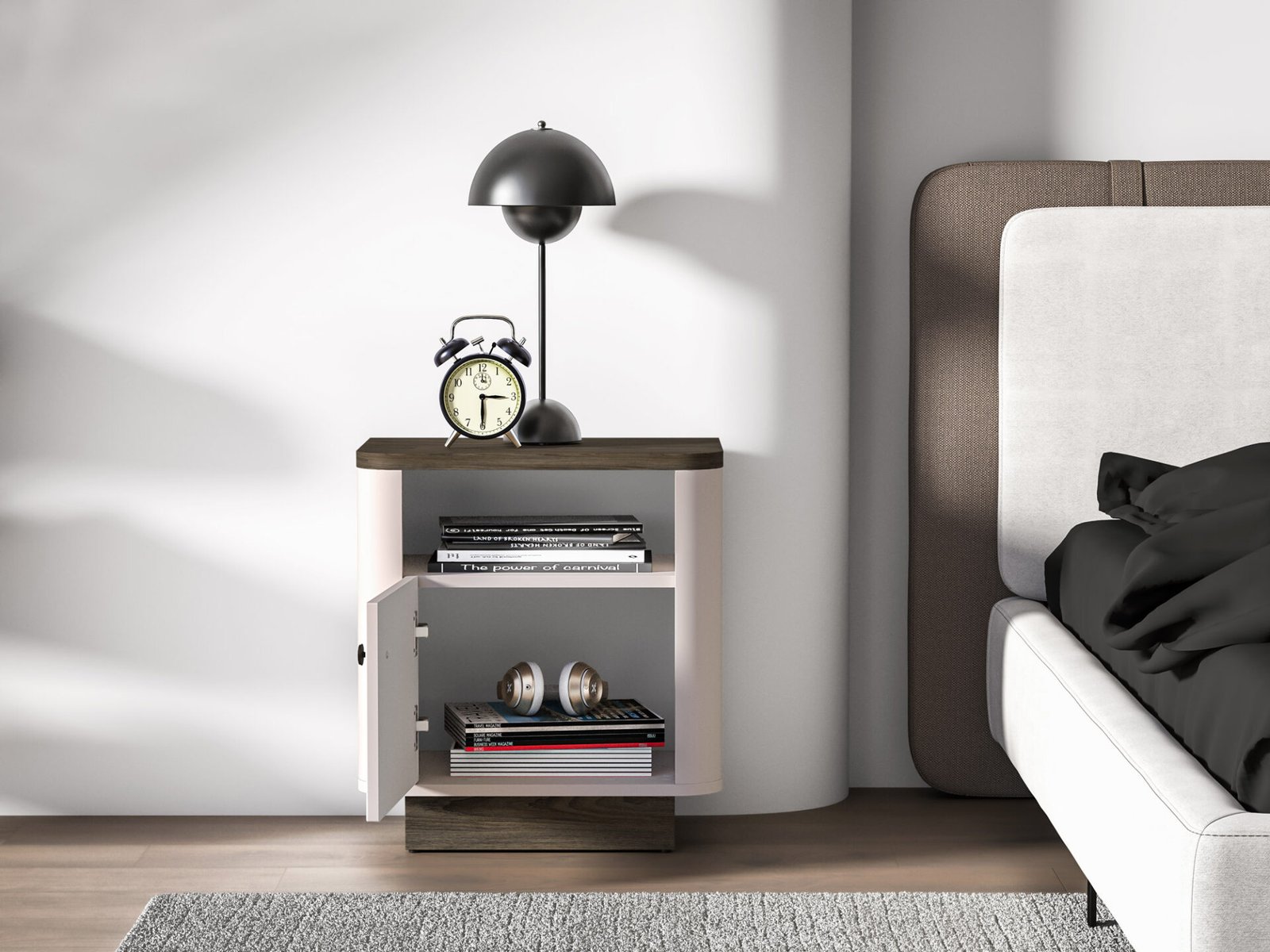 Vilavio 07 dark windmill oak / cashmere bedside table 1DL/P - Image 4