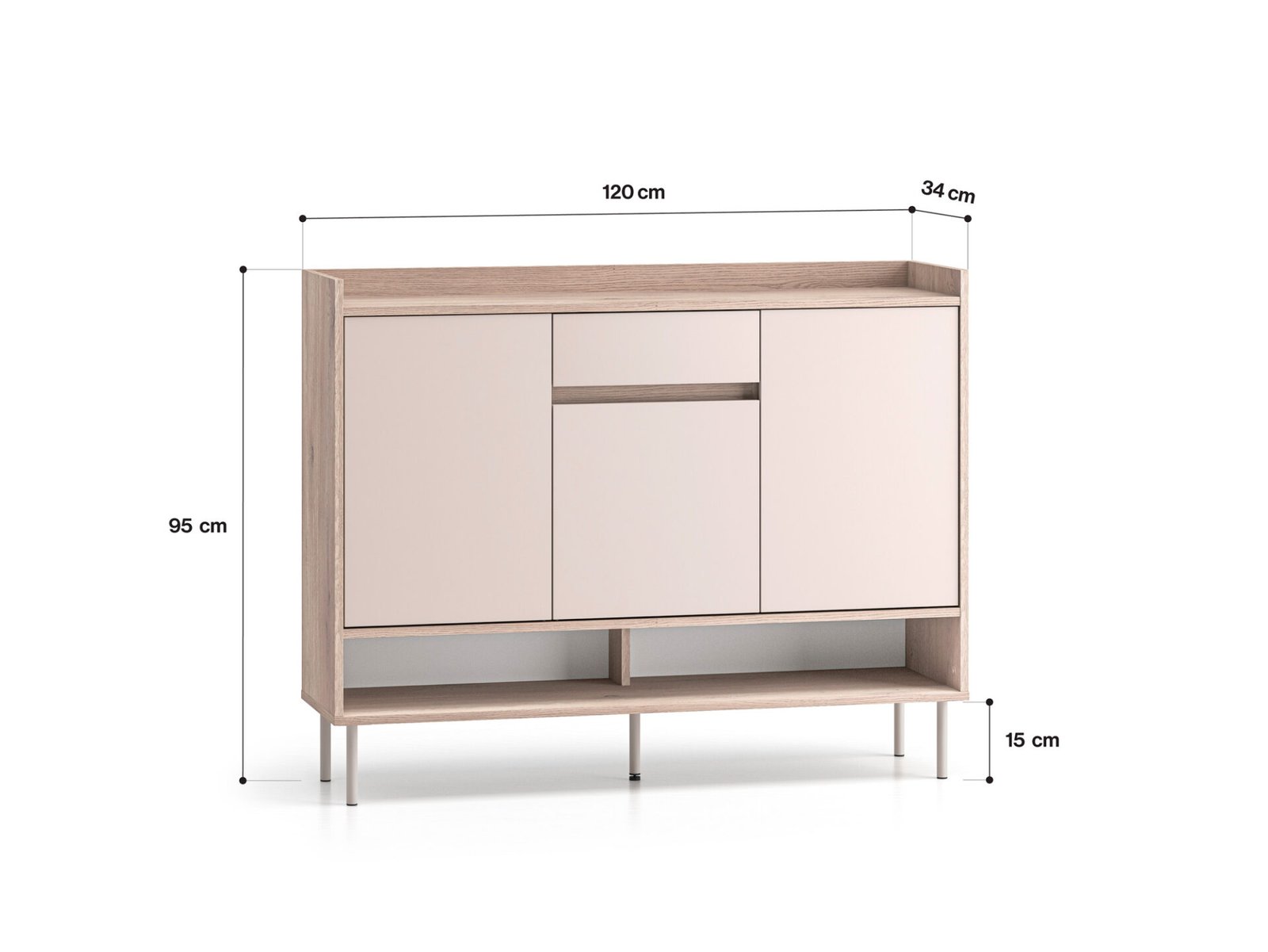 Voco 02 cremona oak terracotta / cashmere - 3D1S chest of drawers - Image 6