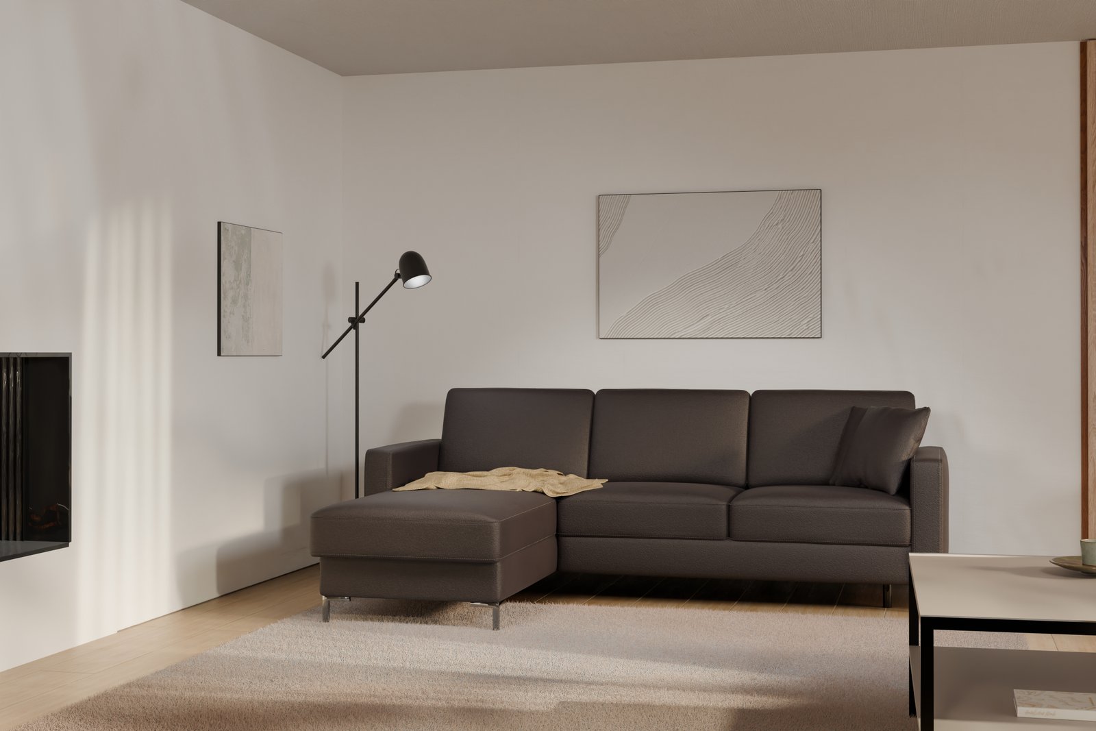BASIC 2.5F-REC/BK Etap corner sofa