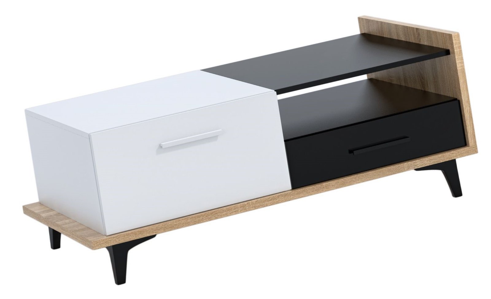 BOX 03 coffee table for living room, Sonoma oak color, white, black - Image 3
