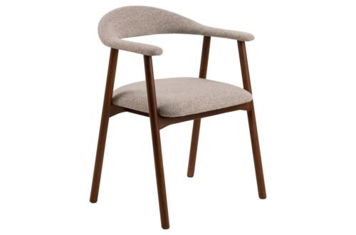 ADELE Beige Latte (Monza 60 fabric) / stained walnut frame – WOODEN BUKLE CHAIR FOR LIVING ROOM DINING ROOM RETRO KITCHEN