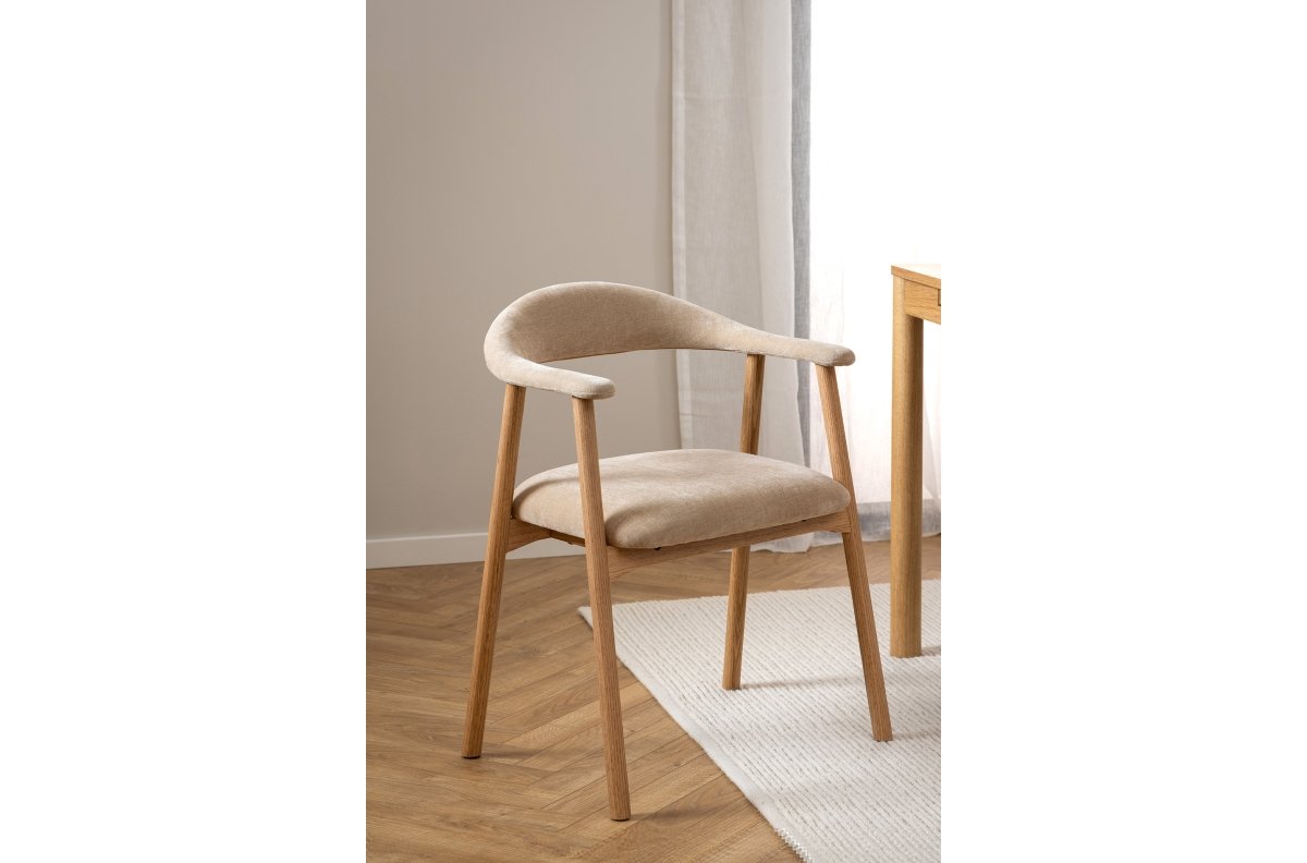 ADELE beige (Danny 3 fabric) / natural oak frame - WOODEN CHAIR FOR LIVING ROOM, DINING ROOM, RETRO KITCHEN - Image 2