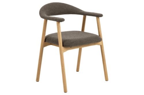 ADELE brown grayish brown (Monza 40 fabric) / natural oak frame – WOODEN CHAIR FOR LIVING ROOM DINING RETRO KITCHEN