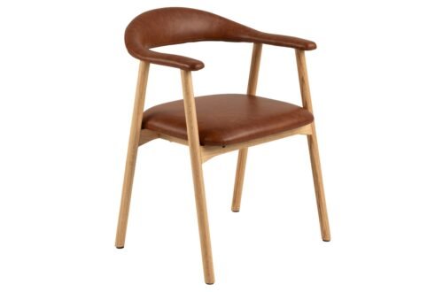ADELE Retro Brandy 691B eco leather/natural oak frame – WOODEN CHAIR FOR LIVING ROOM DINING ROOM RETRO KITCHEN