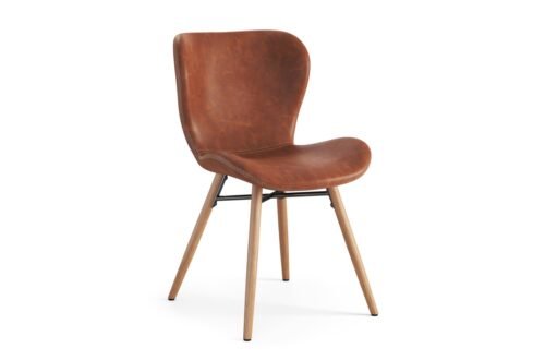 ALTEA Retro Brandy eco leather/natural oak legs – MODERN CHAIR FOR LIVING ROOM/DINING ROOM/KITCHEN/OFFICE