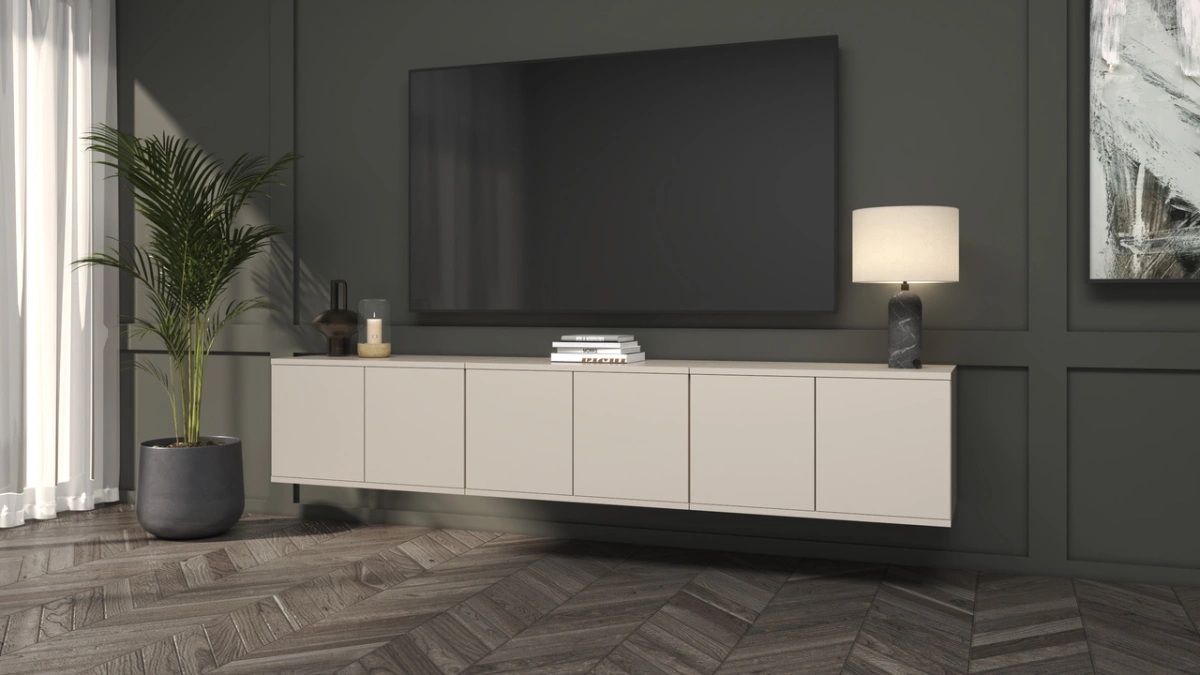 Bianko wall-mounted TV cabinet 210 cm cashmere color