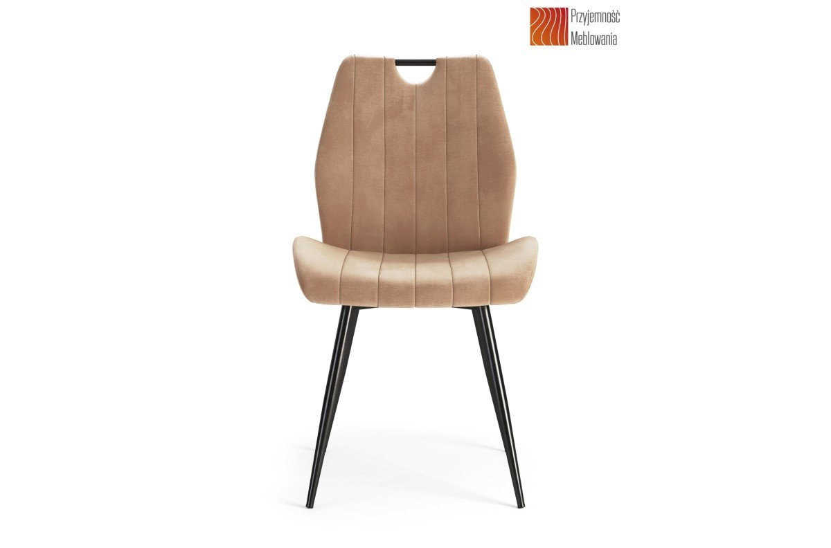 ARNO Beige (Bluvel 28 fabric) - MODERN UPHOLSTERED LIVING/DINING CHAIR WITH VELVET ARM - Image 4