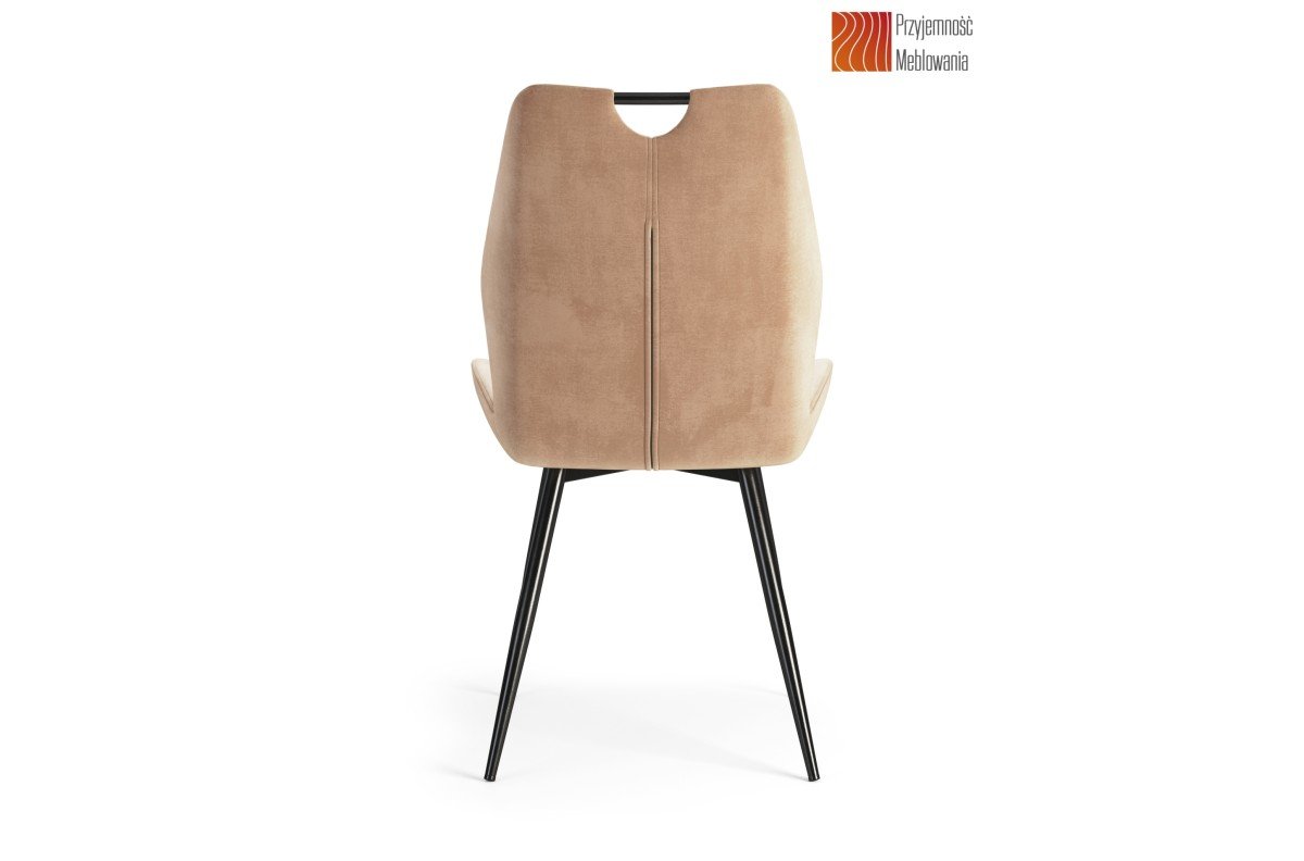 ARNO Beige (Bluvel 28 fabric) - MODERN UPHOLSTERED LIVING/DINING CHAIR WITH VELVET ARM - Image 6