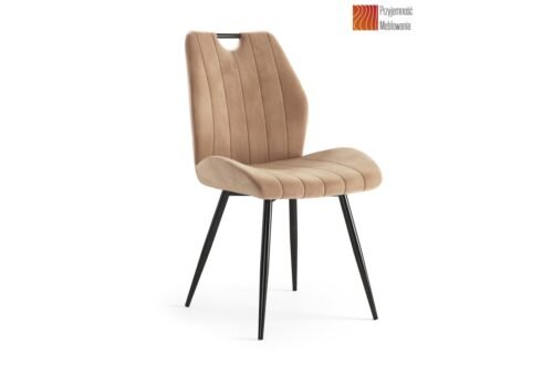 ARNO Beige (Bluvel 28 fabric) – MODERN UPHOLSTERED LIVING/DINING CHAIR WITH VELVET ARM