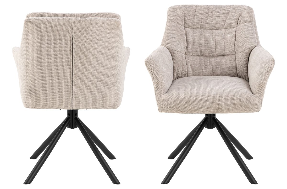 ARTHUR Beige (Caso 3 fabric) - MODERN 360° SWIVEL CHAIR, UPHOLSTERED FOR LIVING ROOM / DINING ROOM / OFFICE / LOUNGE - Image 2