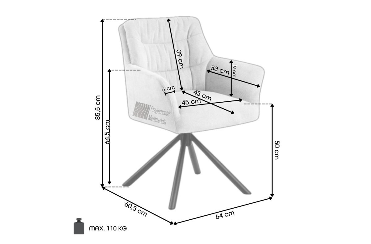 ARTHUR Beige (Caso 3 fabric) - MODERN 360° SWIVEL CHAIR, UPHOLSTERED FOR LIVING ROOM / DINING ROOM / OFFICE / LOUNGE - Image 4