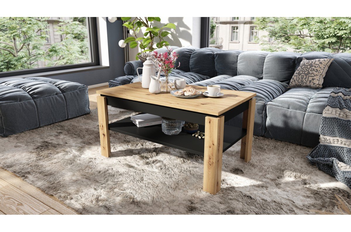 ASTI-P Artisan Oak/Black - MODERN BENCH/TABLE WITH LIFTABLE TABLETOP - Image 2