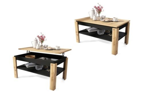 ASTI-P Artisan Oak/Black – MODERN BENCH/TABLE WITH LIFTABLE TABLETOP