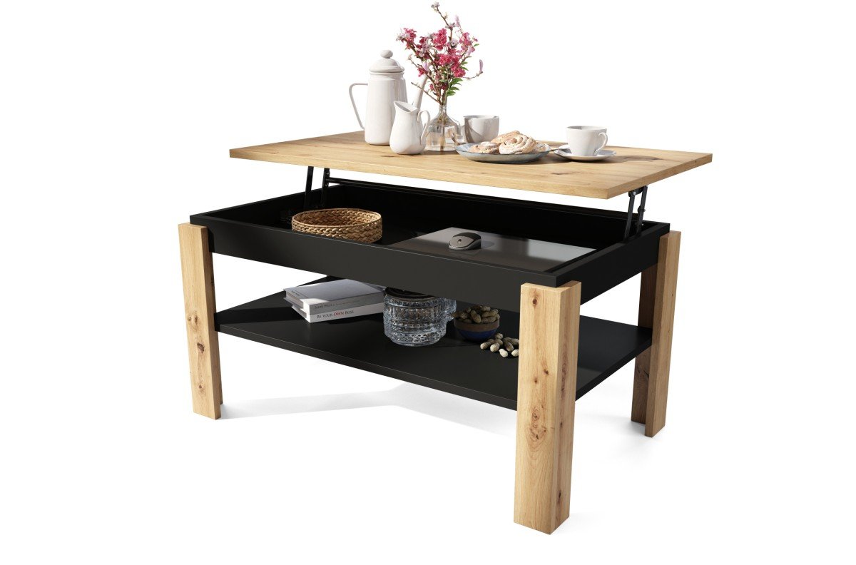 ASTI-P Artisan Oak/Black - MODERN BENCH/TABLE WITH LIFTABLE TABLETOP - Image 7