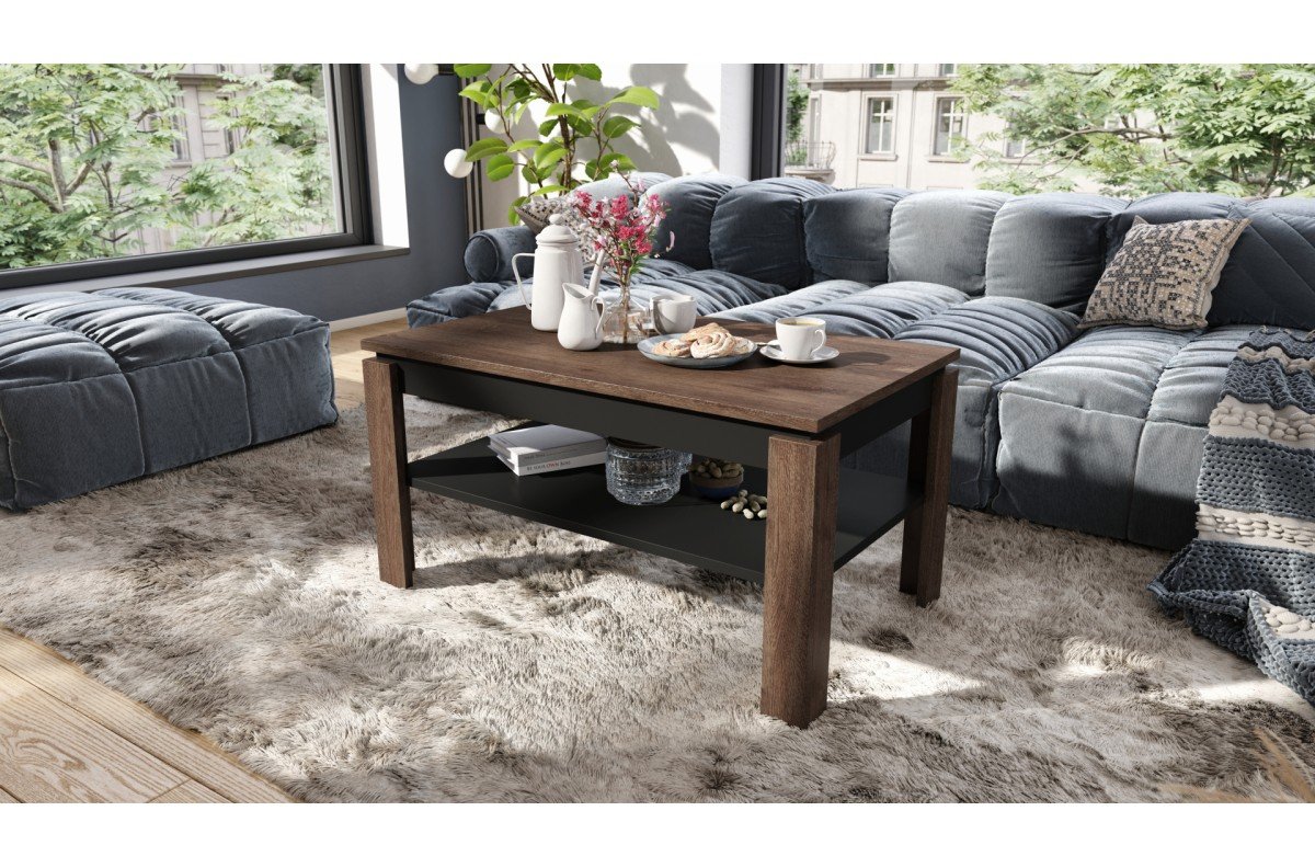 ASTI-P Brown/Black Oak - MODERN COFFEE TABLE WITH LIFTABLE TOP - Image 2
