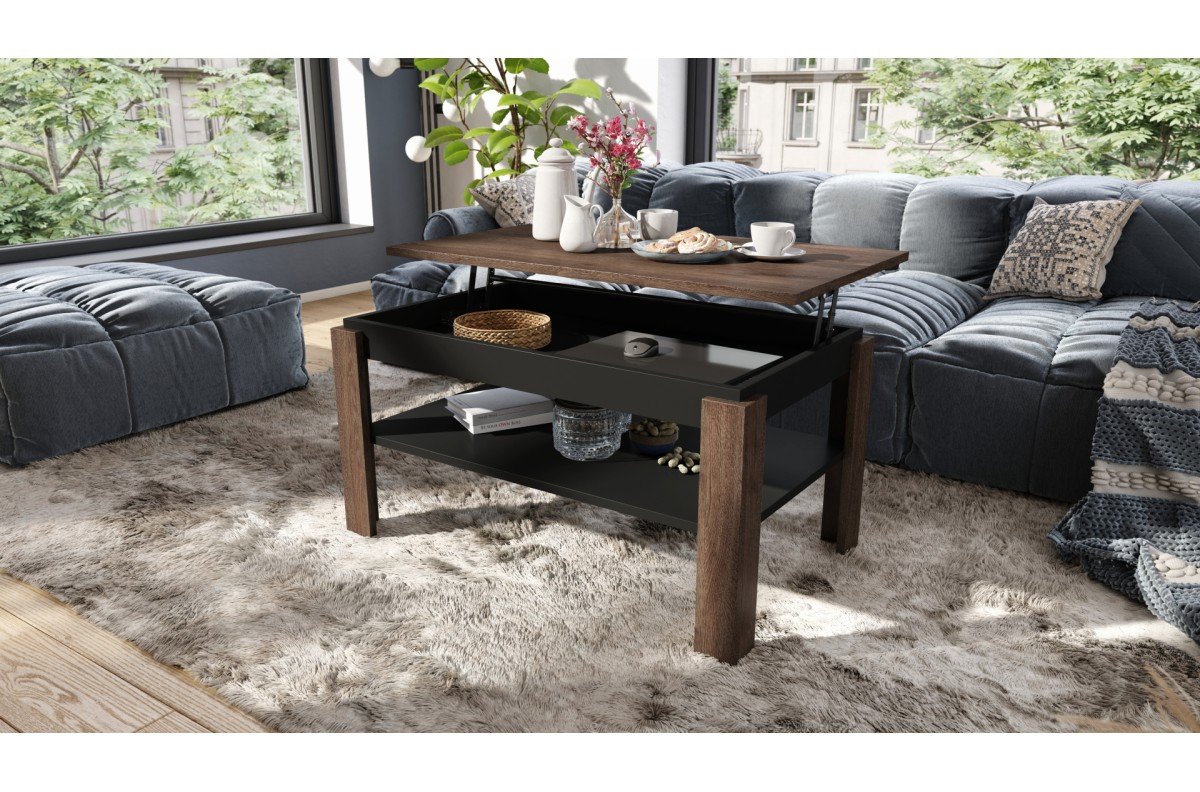 ASTI-P Brown/Black Oak - MODERN COFFEE TABLE WITH LIFTABLE TOP - Image 3