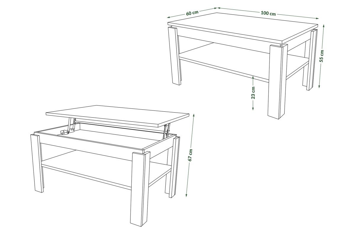 ASTI-P Brown/Black Oak - MODERN COFFEE TABLE WITH LIFTABLE TOP - Image 5