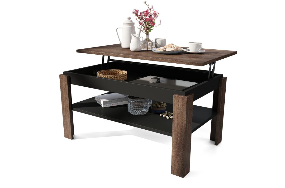 ASTI-P Brown/Black Oak - MODERN COFFEE TABLE WITH LIFTABLE TOP - Image 7