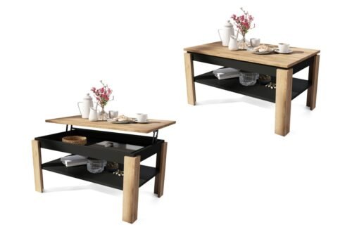ASTI-P Craft oak gold/black shade – MODERN BENCH/TABLE WITH LIFTABLE TABLETOP