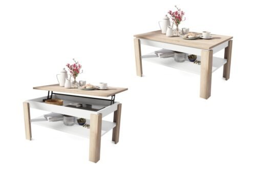 ASTI-P Sonoma oak/matte white – MODERN COFFEE TABLE WITH LIFT TOP