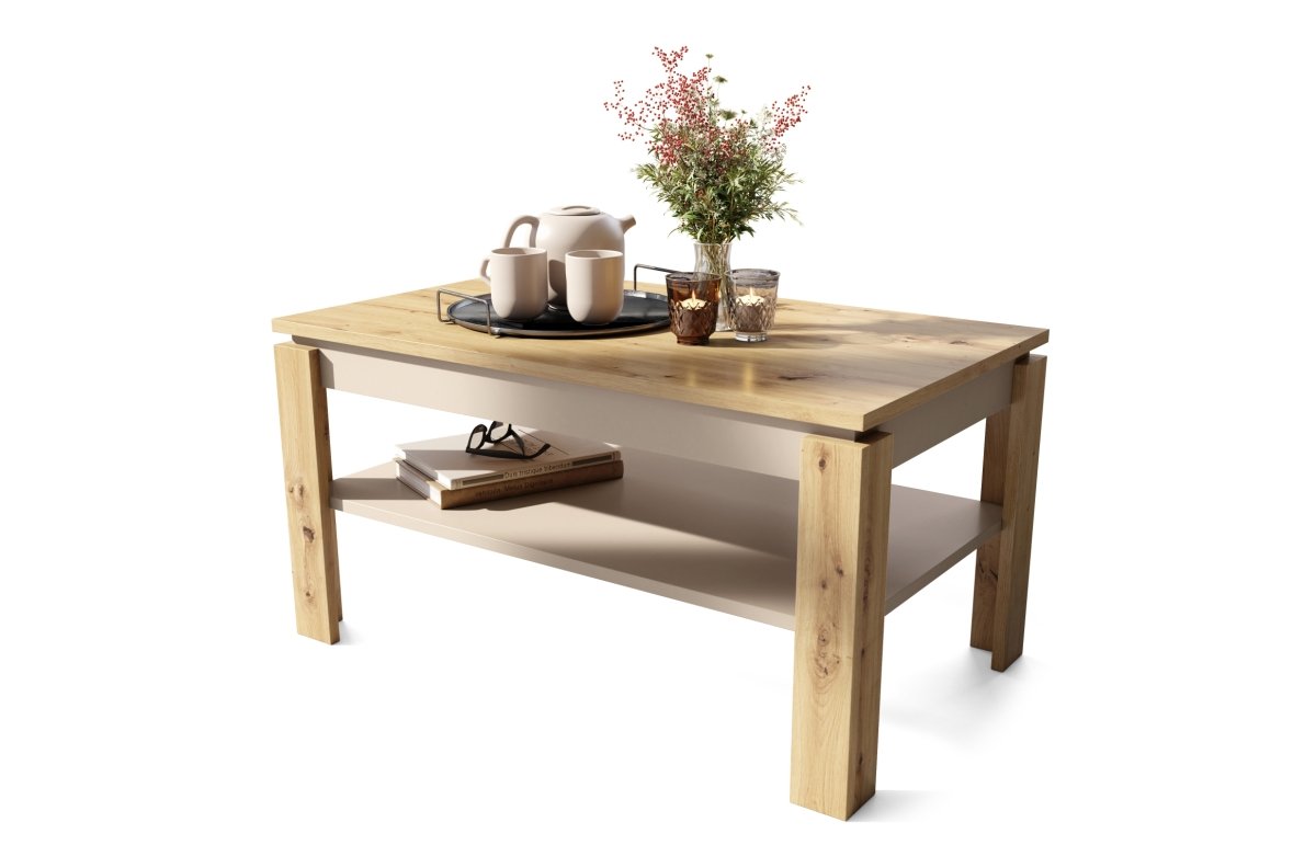 ASTI-R Artisan Oak/Beige (Champagne) - MODERN BENCH/TABLE WITH EXTENDABLE TABLETOP - Image 6