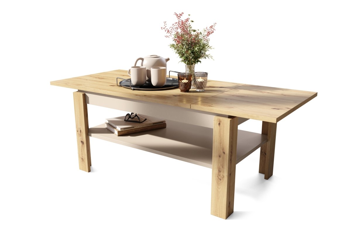 ASTI-R Artisan Oak/Beige (Champagne) - MODERN BENCH/TABLE WITH EXTENDABLE TABLETOP - Image 7