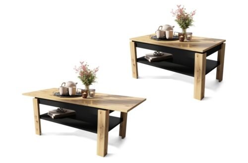 ASTI-R Artisan Oak/Black – MODERN BENCH/DEC WITH EXTENDABLE TABLETOP