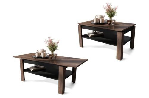 ASTI-R Brown/Black Oak – MODERN BENCH/TABLE WITH EXTENDABLE TABLETOP