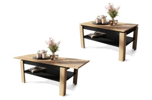 ASTI-R Craft oak, gold/black – MODERN BENCH/TABLE WITH EXTENDABLE TABLETOP