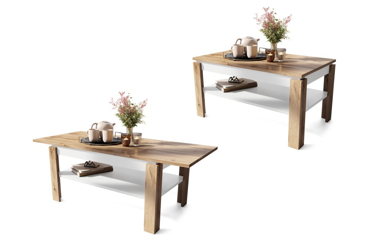 ASTI-R Wotan oak/matte white - MODERN BENCH/TABLE WITH EXTENDABLE TABLETOP