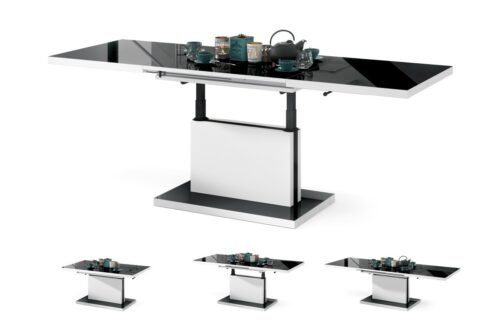 ASTON glossy black/matte white – MODERN FOLDING LIFT TABLE