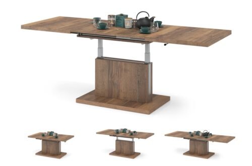 ASTON Halifax Oak Pewter – MODERN EXTENDABLE LIFT BENCH TABLE