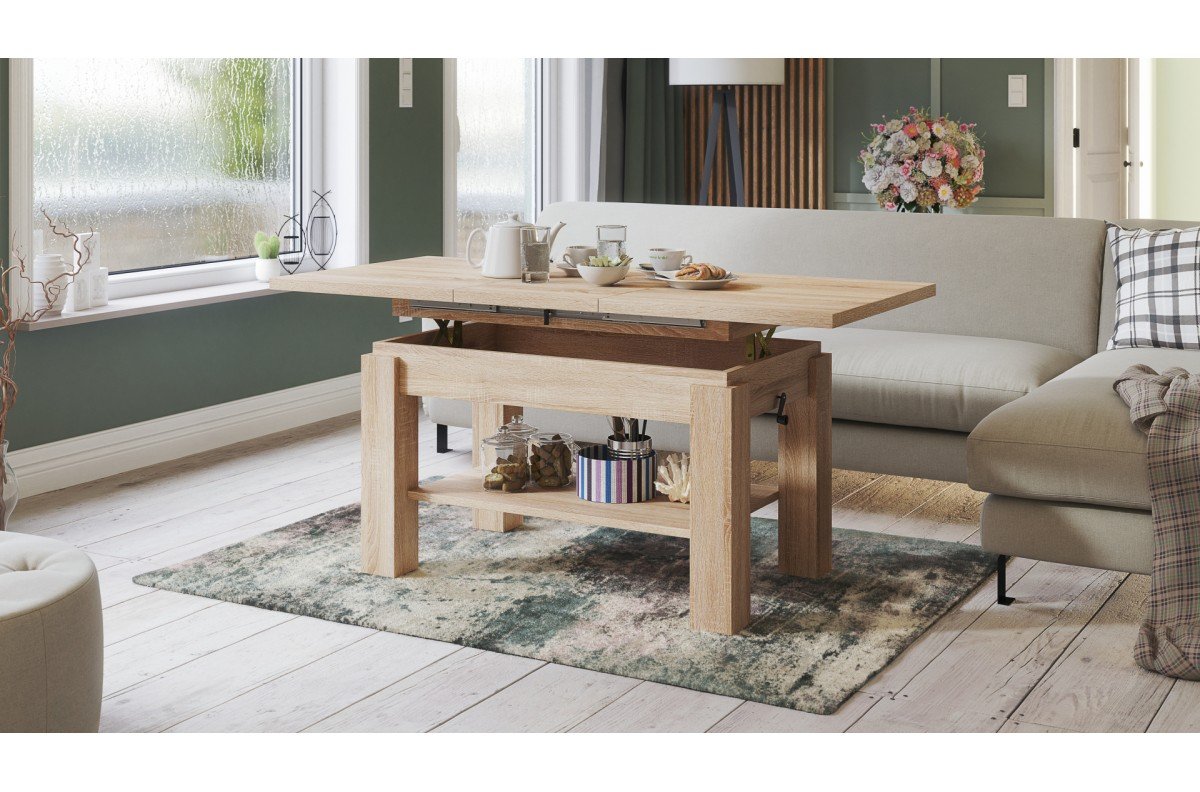 ASTORIA Sonoma Oak - FOLDING COFFEE TABLE WITH SHELF - Image 2