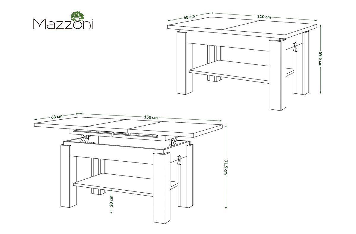 ASTORIA Sonoma Oak - FOLDING COFFEE TABLE WITH SHELF - Image 5