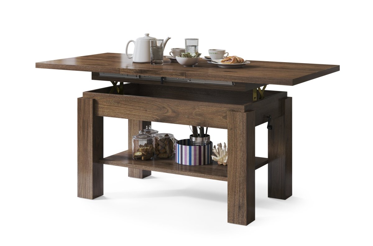 ASTORIA Elegant Walnut - FOLDING COFFEE TABLE WITH SHELF