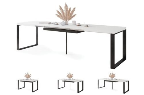 AVARI matte white – loft table for the living room/dining room, extendable to 270 or 290 cm!