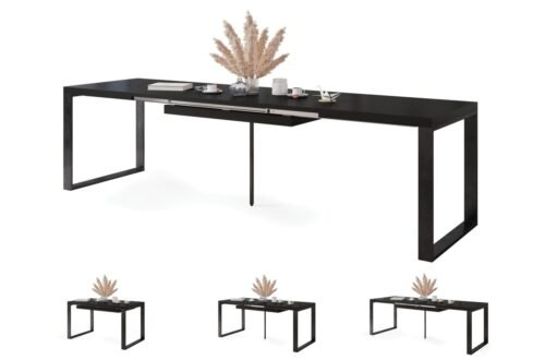AVARI black matte – loft table for the living room / dining room, extendable to 270 or 290 cm!