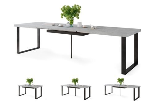 AVELLA light concrete atelier – loft table for the living room/dining room, extendable up to 310 cm!