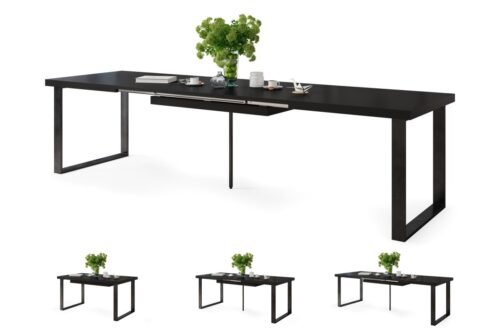 AVELLA matte black – loft table for living room/dining room, length up to 310 cm!