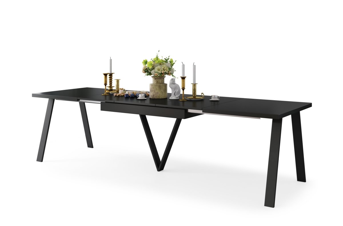 AVERY matte black - loft/industrial style table for living room/dining room, extendable - 2 sizes!