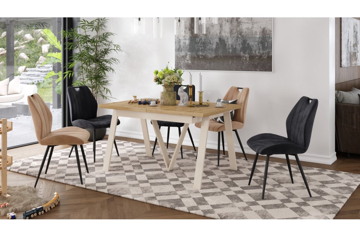 AVERY Artisan oak/sand (champagne) color bottom - EXTENDABLE/INDUSTRIAL TABLE FOR LIVING ROOM/DINING ROOM - 2 SIZES! - Image 4