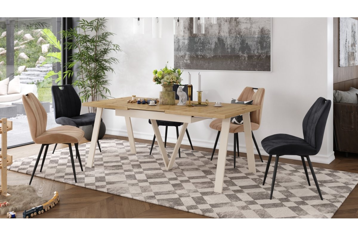 AVERY Artisan oak/sand (champagne) color bottom - EXTENDABLE/INDUSTRIAL TABLE FOR LIVING ROOM/DINING ROOM - 2 SIZES! - Image 6