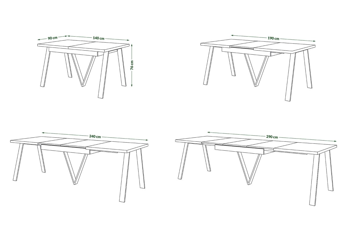 AVERY brown oak/black bottom - EXTENDABLE/INDUSTRIAL STEEL TABLE FOR LIVING ROOM/DINING ROOM - 2 SIZES! - Image 3