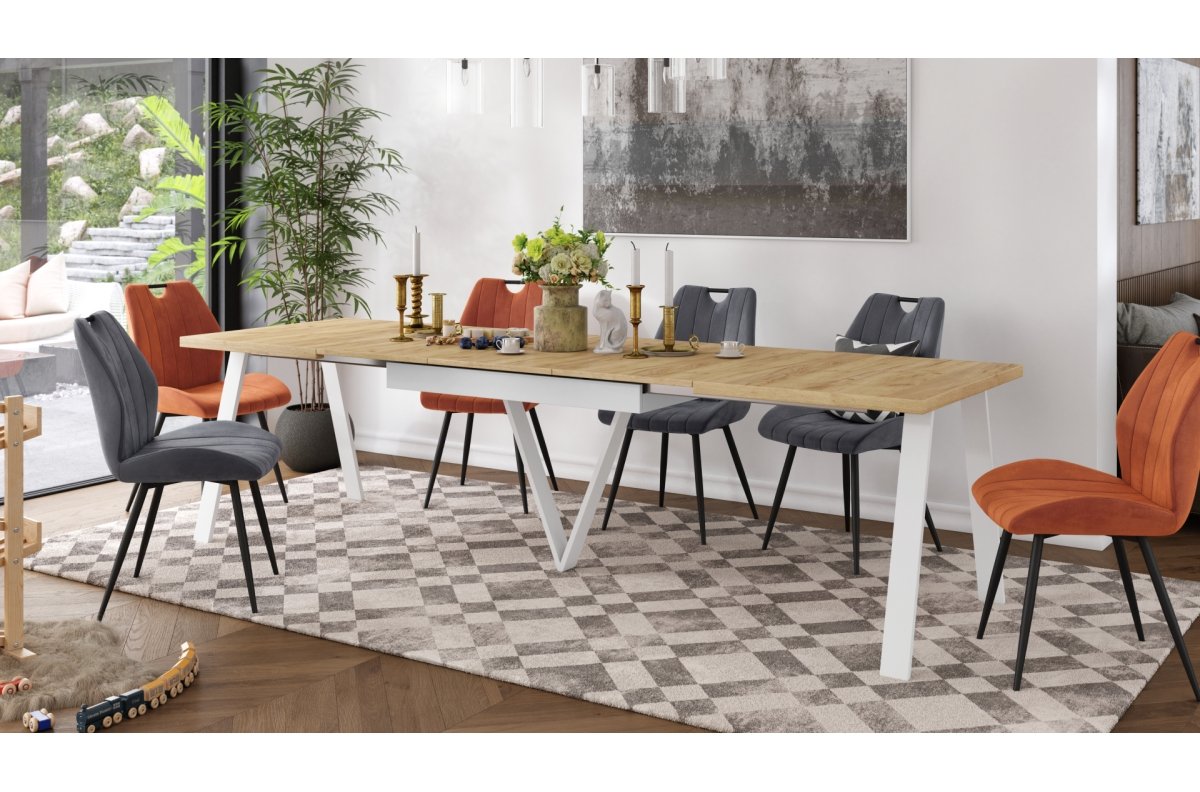 AVERY Gold Craft oak/white bottom - EXTENDABLE/INDUSTRIAL TABLE FOR LIVING ROOM/DINING ROOM - 2 SIZES! - Image 2
