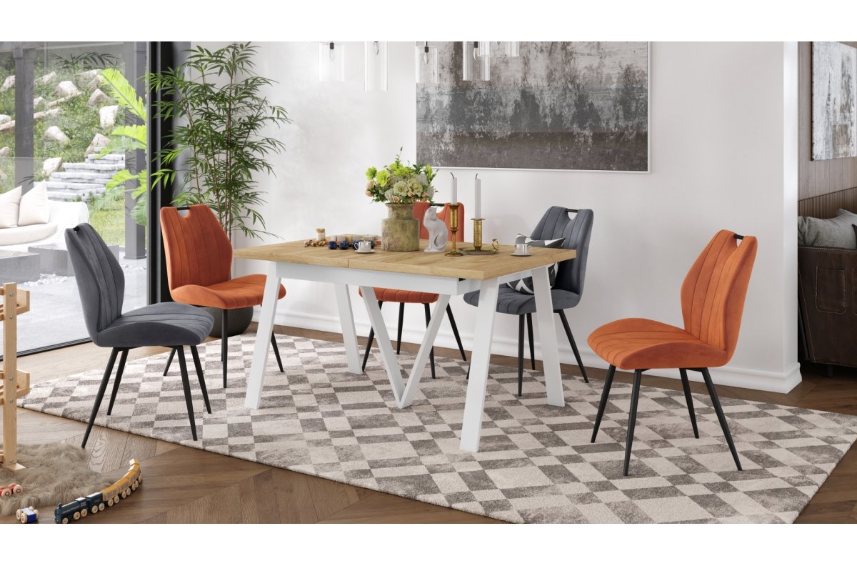 AVERY Gold Craft oak/white bottom - EXTENDABLE/INDUSTRIAL TABLE FOR LIVING ROOM/DINING ROOM - 2 SIZES! - Image 4